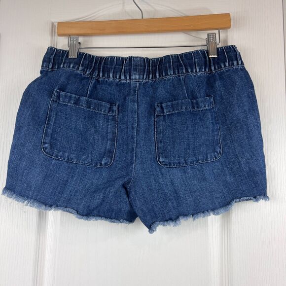 LOFT Women's Dark Denim Cotton Linen Blend Pull On Shorts Size 26 / 2 - Picture 2 of 11
